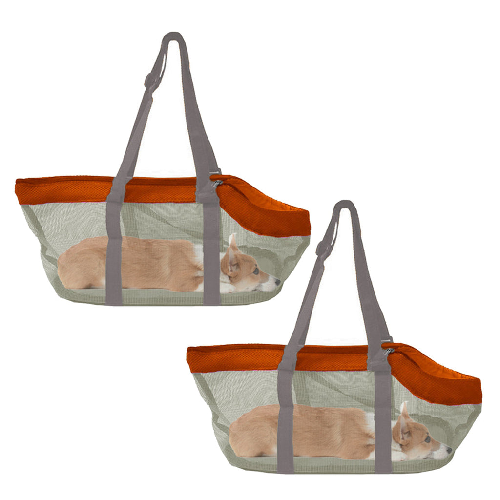 Breathable Mesh Pet Carrier Bag – Orange, 2-Pack