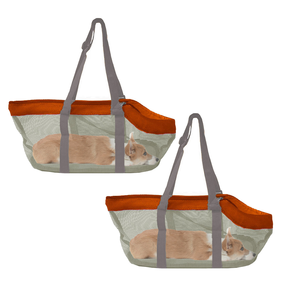 Breathable Mesh Pet Carrier Bag – Orange, 2-Pack