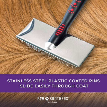 Paw Brothers Slicker Dog and Cat Grooming Brush for Professional Pet Groomers - Easy to Use - Comfortable - Removes Long and Loose Hair
