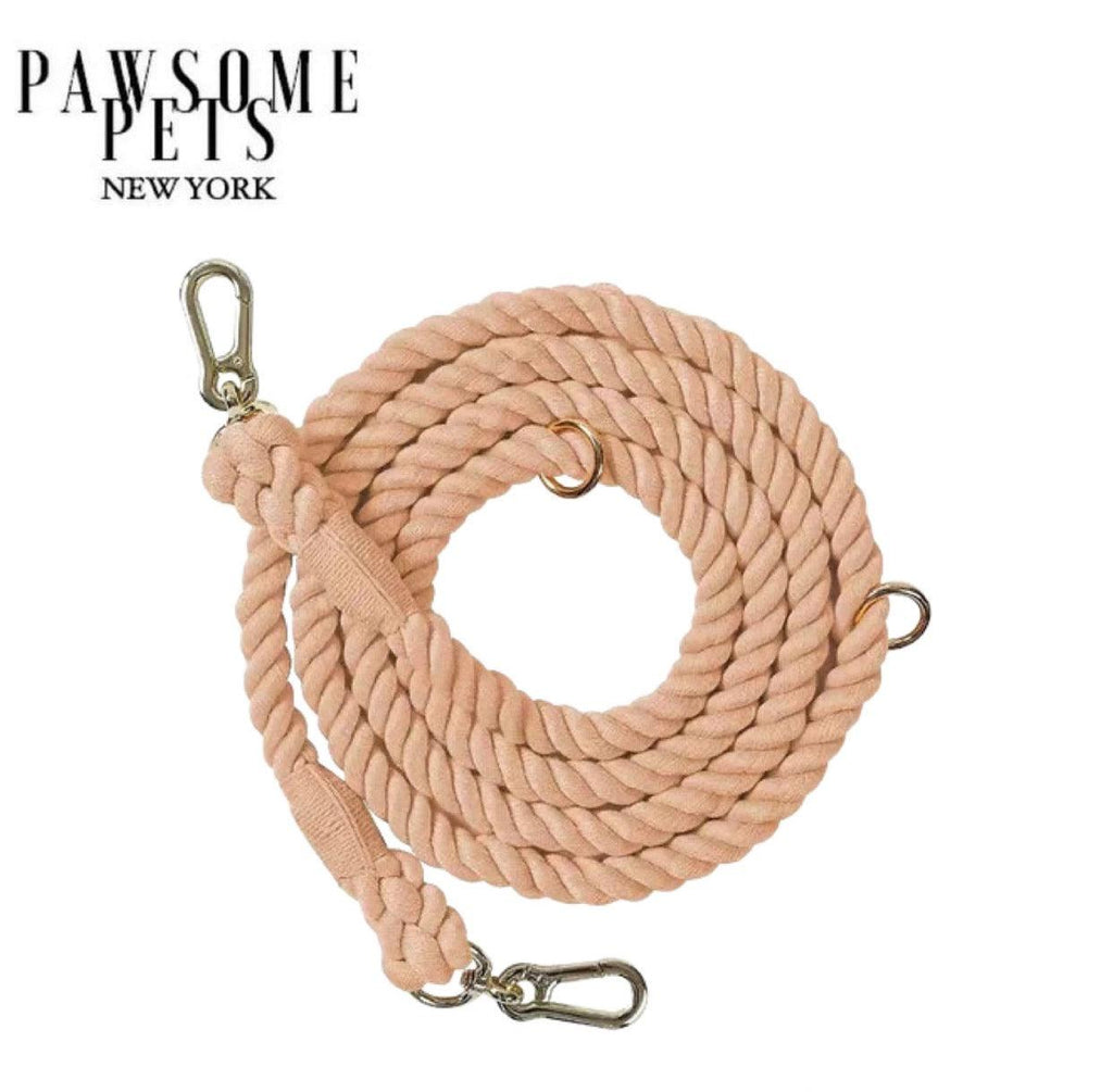 Hands-Free Dog Rope Leash – Cotton Coral
