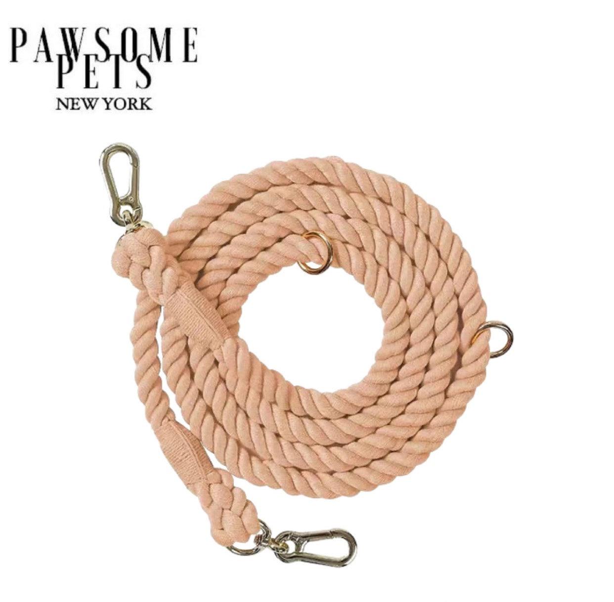 Hands-Free Dog Rope Leash – Cotton Coral