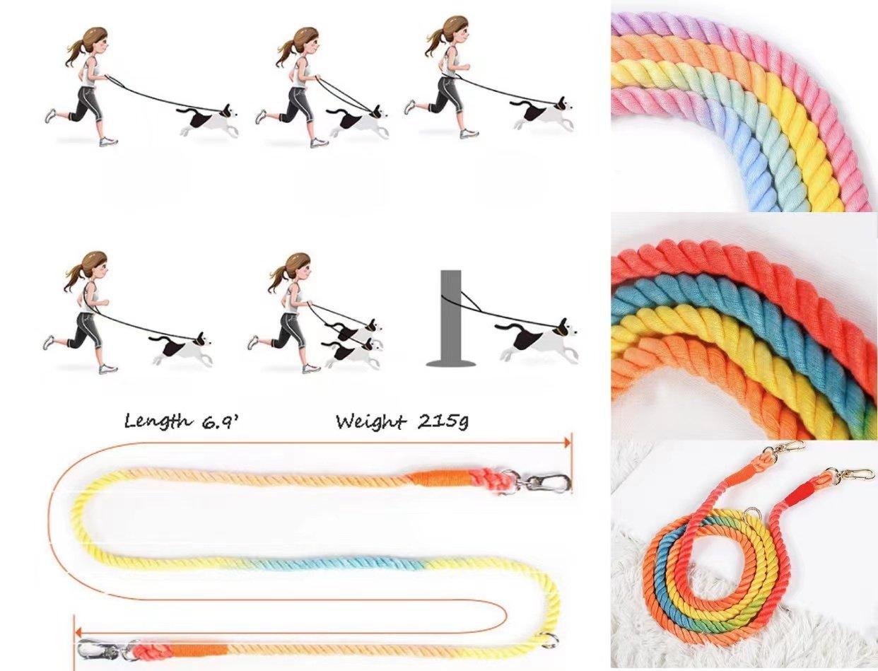 Hands-Free Dog Rope Leash – Cotton Coral