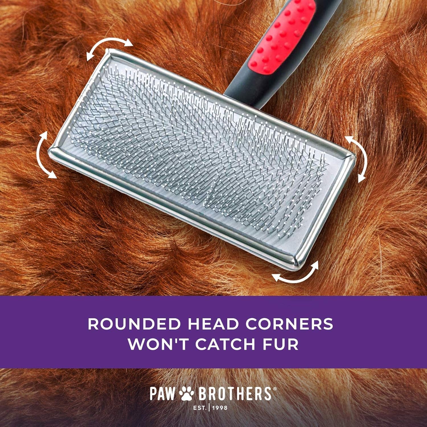 Paw Brothers Slicker Dog and Cat Grooming Brush for Professional Pet Groomers - Easy to Use - Comfortable - Removes Long and Loose Hair