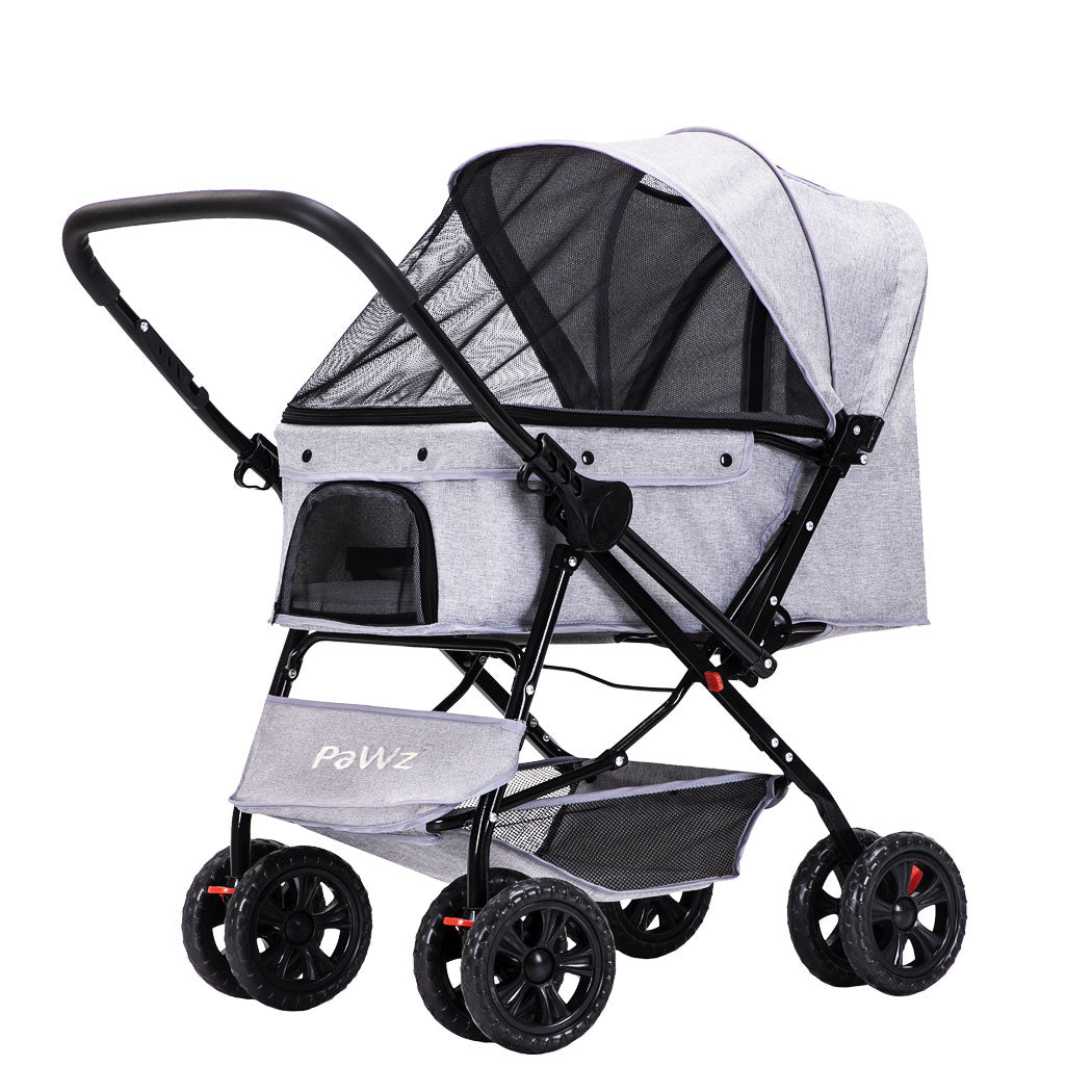 PaWz Pet Stroller Pram – Dog & Cat Carrier, Grey